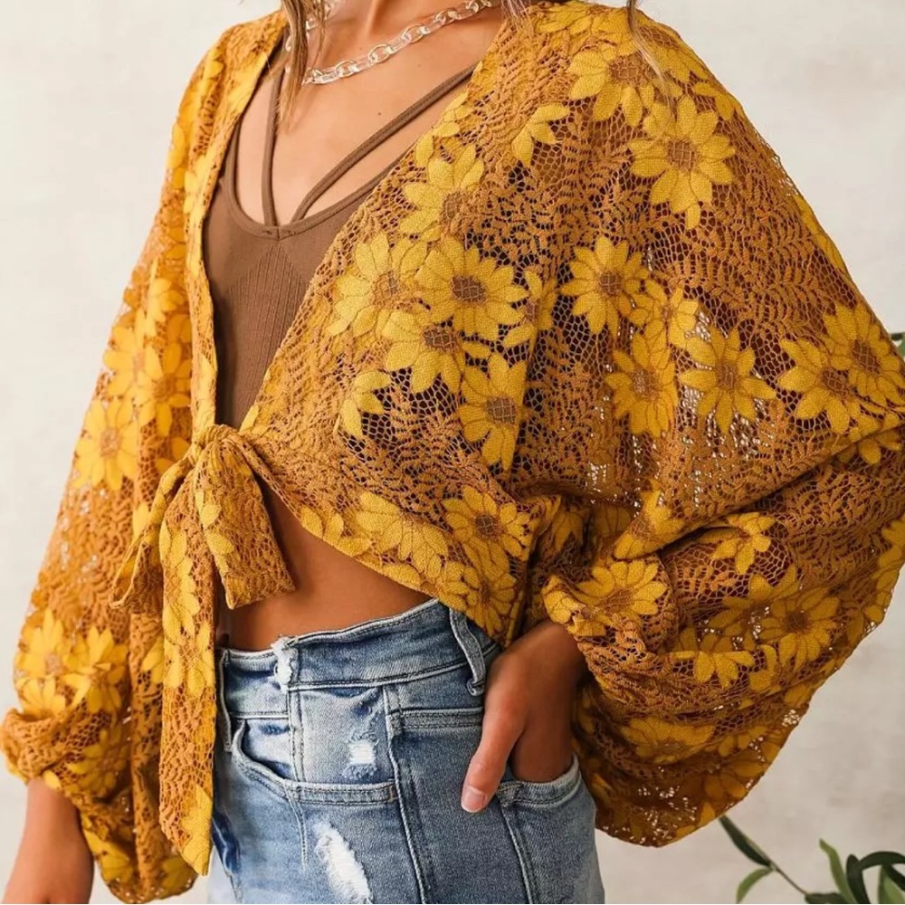 Hyfve Floral Lace Cropped Top